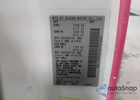 2017 Nissan Nv200 Sv from USA, damaged, VIN 3N6CM0KN1HK714666